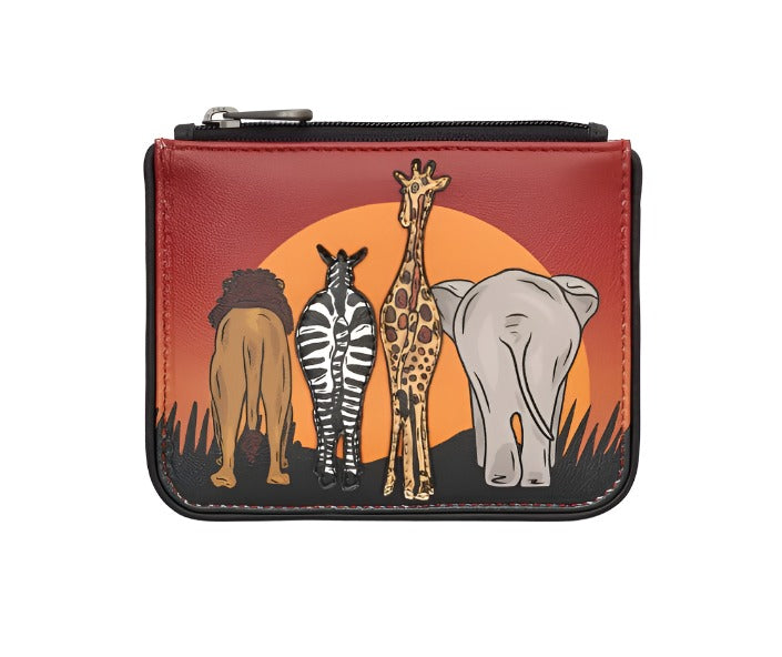 Zip Top Leather Purse Small - Safari