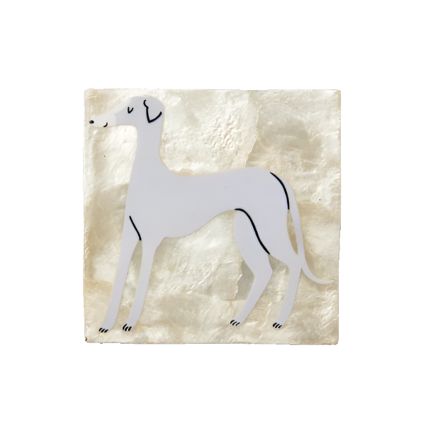 Capiz Shell Pup Tile - Greyhound