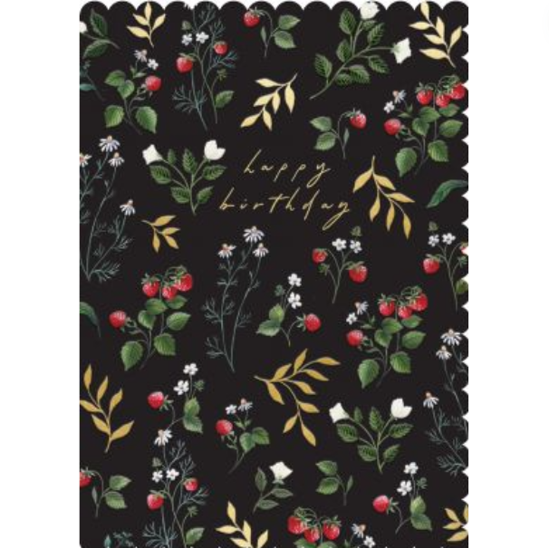 Happy Birthday Strawberries Midnight Garden Card