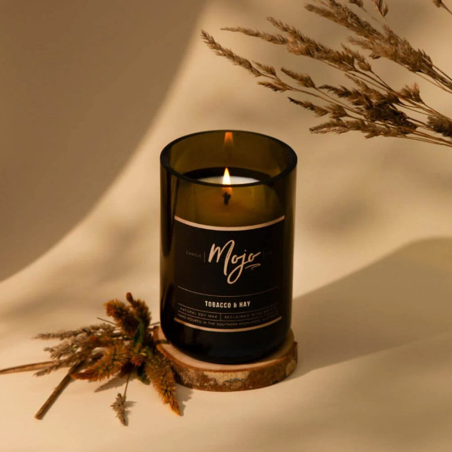 Black Wine Candle - Tobacco & Hay