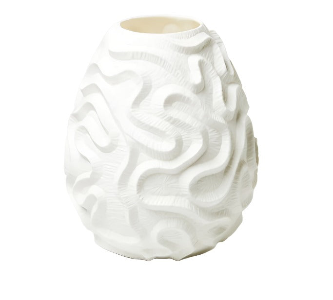 Coral Groove Vase - White