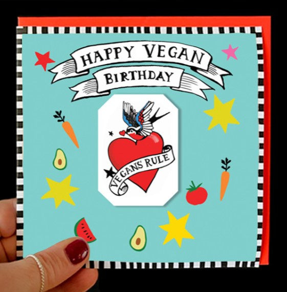 Happy Birthday Vegan Tattoo Card