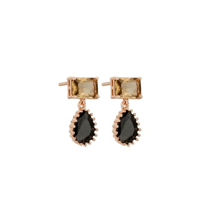 Black Liliana Crystal Drop Earrings