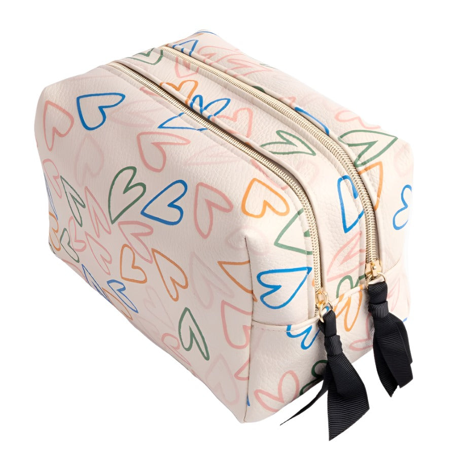 Travel Washbag Large - Multi Outline Hearts