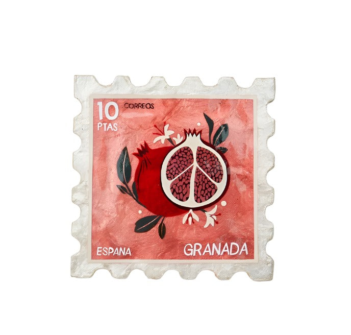 Capiz Shell Wall Art - Fiesta Stamp, Pomegranate