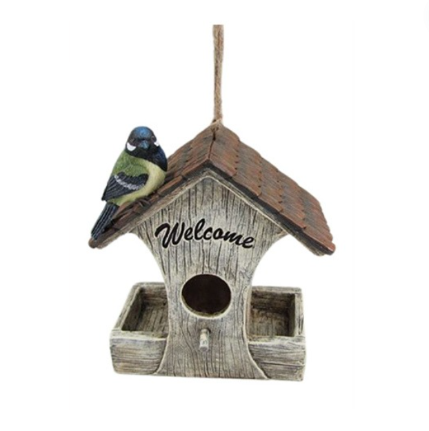 Hanging Resin 'Welcome' Bird Feeder