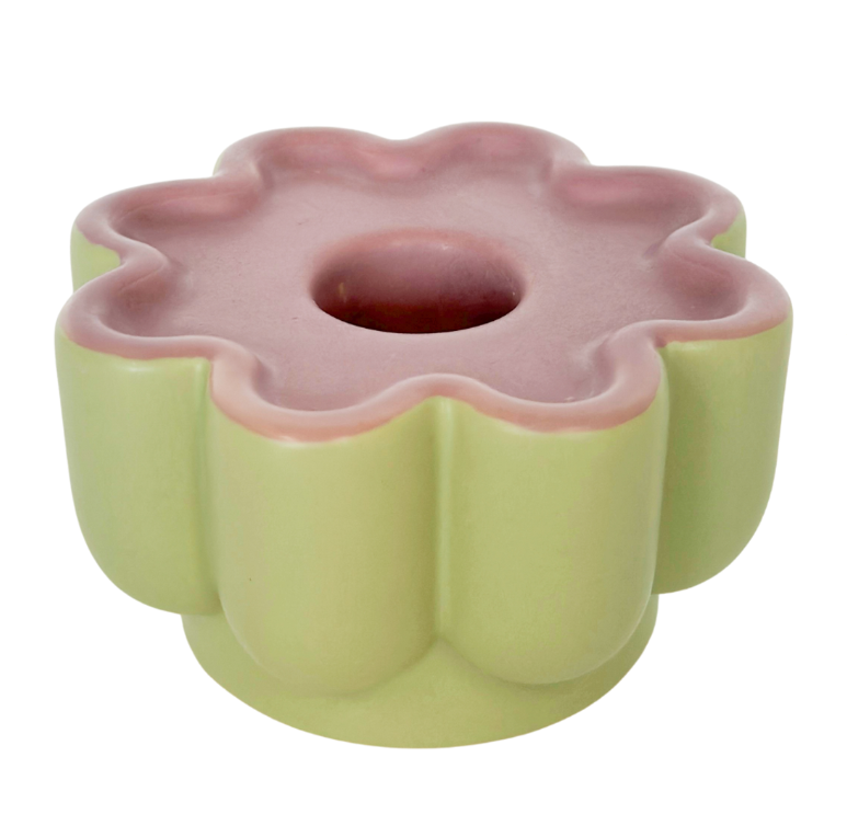 Groovy Flower Candle Holder - Purple & Green