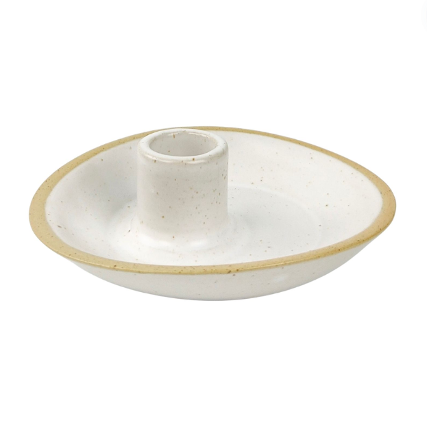 Ceramic Single Candle Holder - White