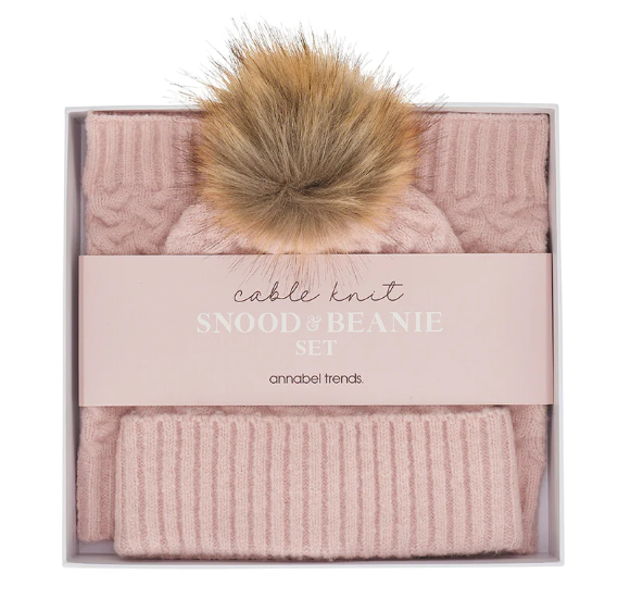 Snood and Beanie Set - Pink