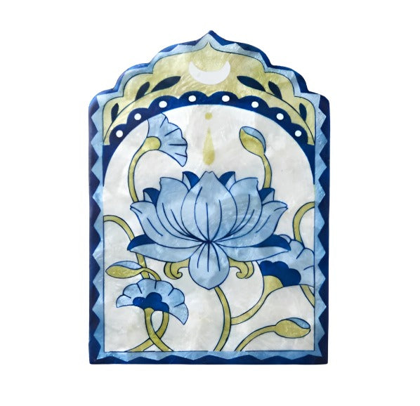 Capiz Shell Wall Art - Fleur Lotus, Blue