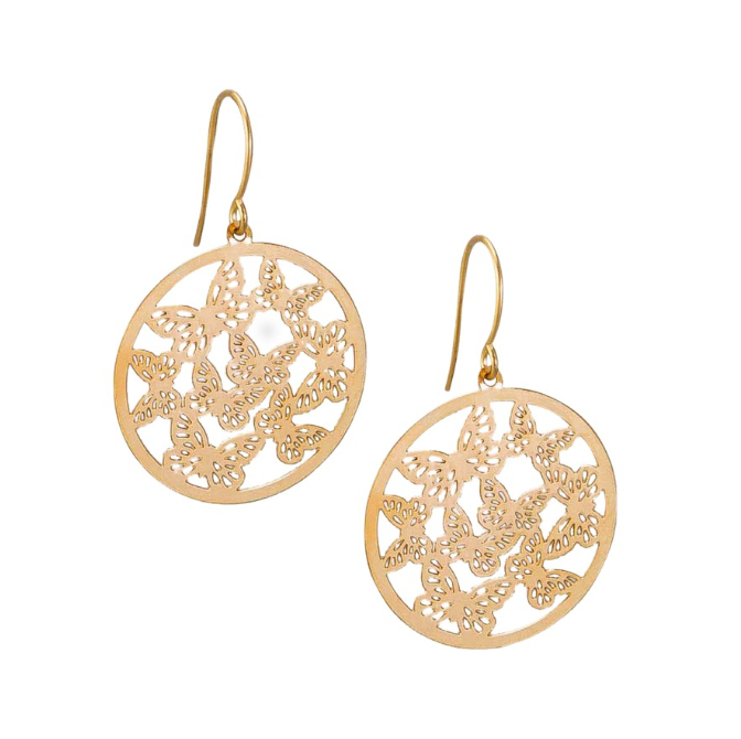 Gold Butterflies Garden Earrings