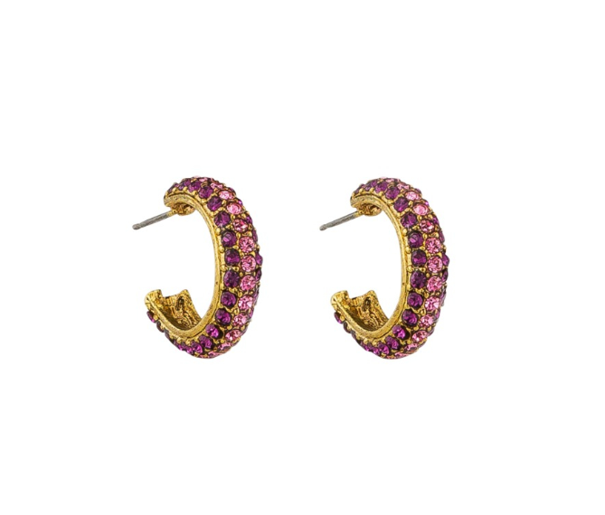 Pink Tones Crystal Hoops