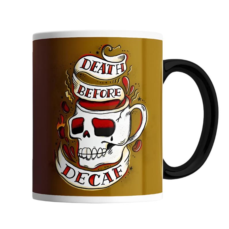 Death Before Decaf Skull Mug