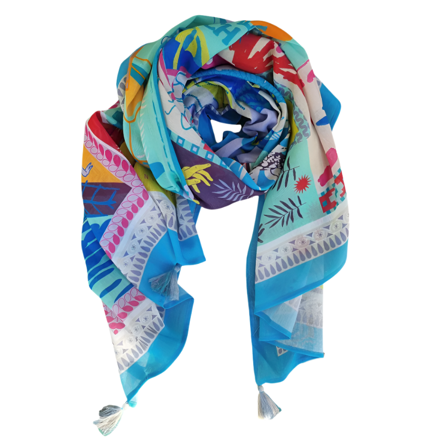 Pure Cotton Scarf - Pacific Blue