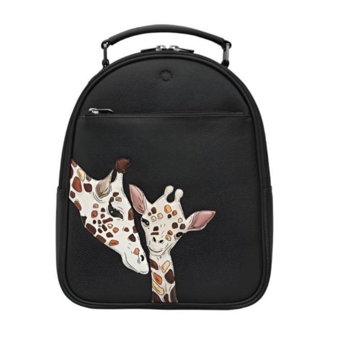 Leather Backpack - Mother's Pride Giraffe Black