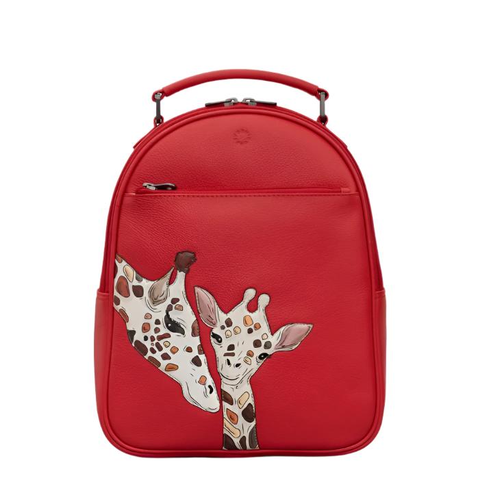 Leather Backpack - Mother's Pride Giraffe Red