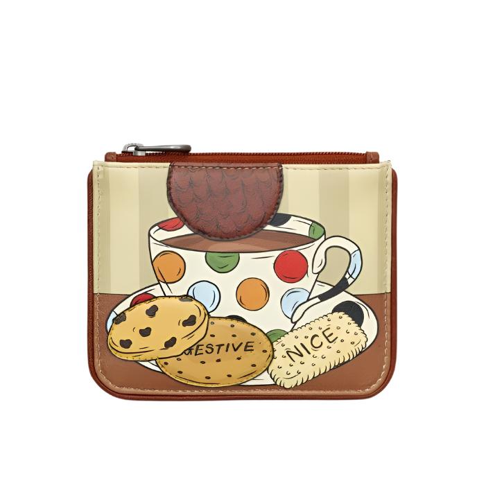 Zip Top Leather Purse Small - Tea & Biscuits