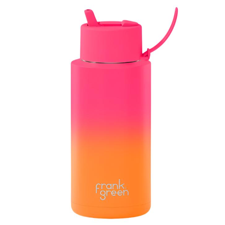 Gradient Ceramic Reusable Bottle with Straw Lid 1L - Summer Sunset