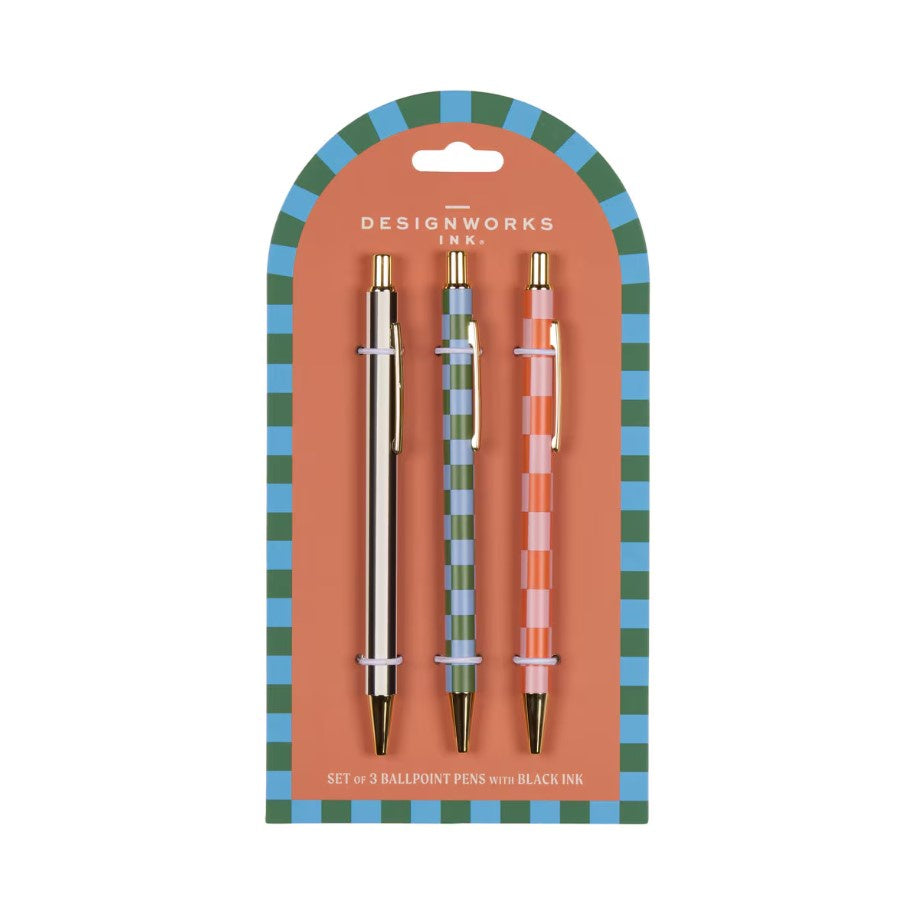 A Dopo Set of 3 Pens - Stripes & Checks