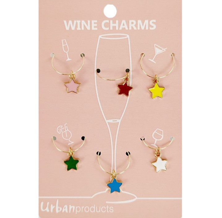 Stars Wine Charms Colourful 4cm - Set of 6