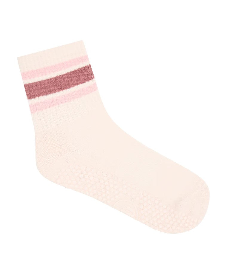 Crew Grip Socks - Ribbed Sporty Stripe Blush