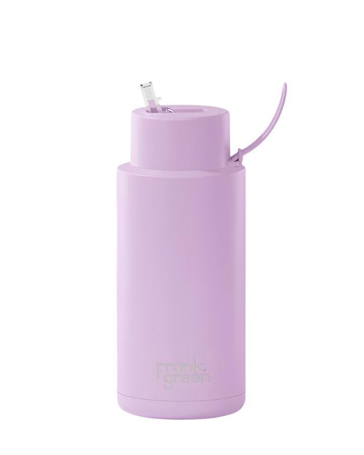 Ceramic Reusable Bottle With Straw Lid 1L - Lilac