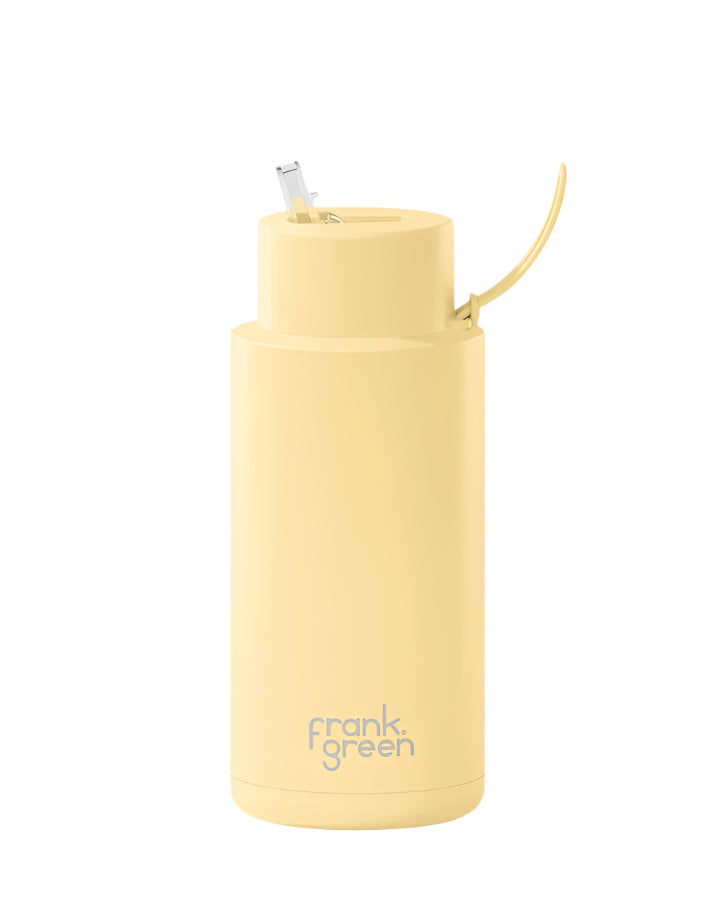 Ceramic Reusable Bottle With Straw Lid 1L - Buttermilk