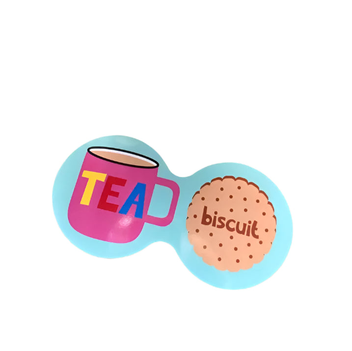 Tea and Biscuits Double Coaster - Aqua