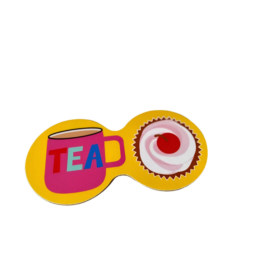 Tea and Biscuits Double Coaster - Yellow