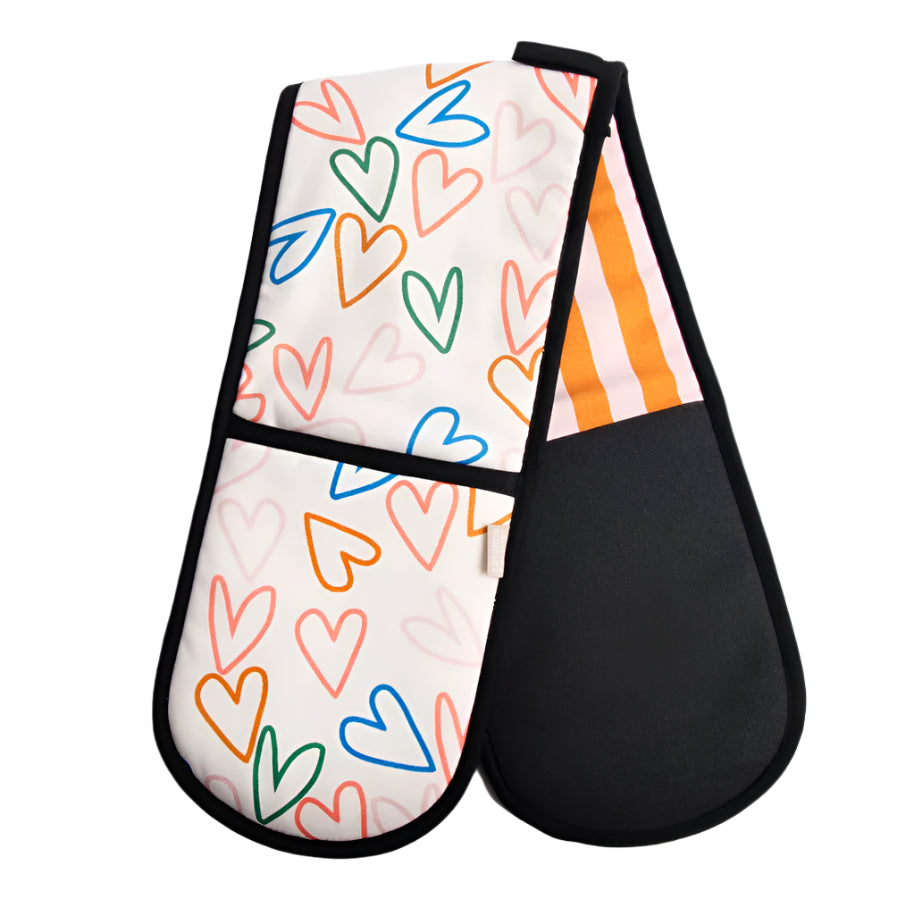 Multi Outline Hearts Double Oven Glove