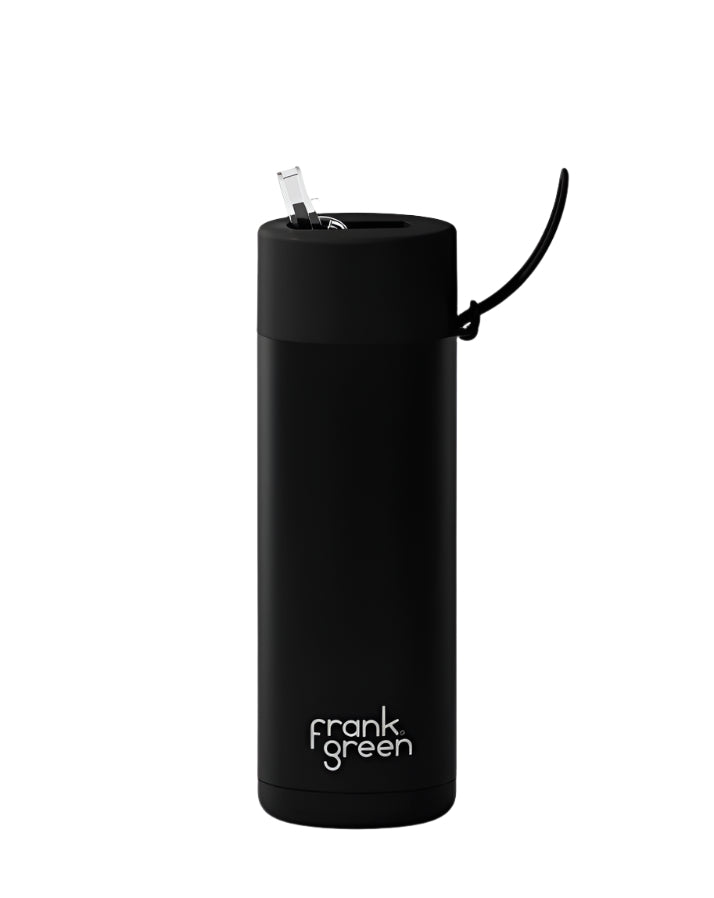 Ceramic Reusable Bottle with Straw Lid 595mL - Midnight