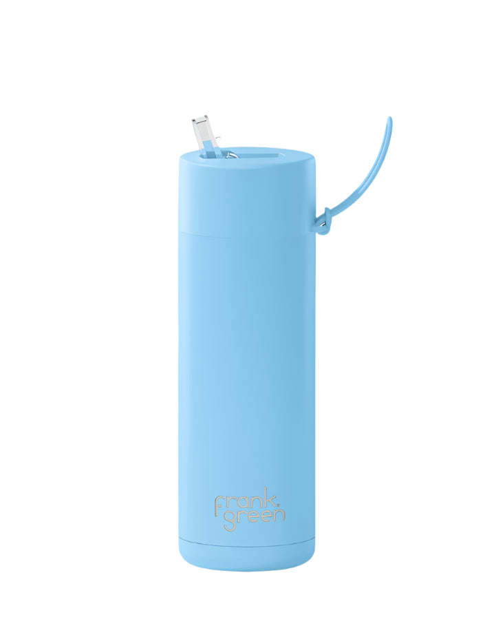 Ceramic Reusable Bottle with Straw Lid 595mL - Sky Blue