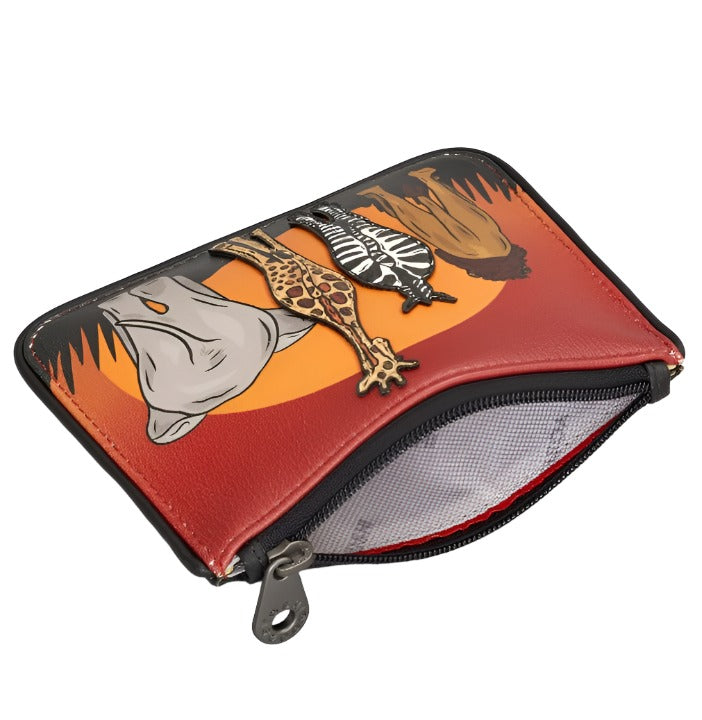 Zip Top Leather Purse Small - Safari