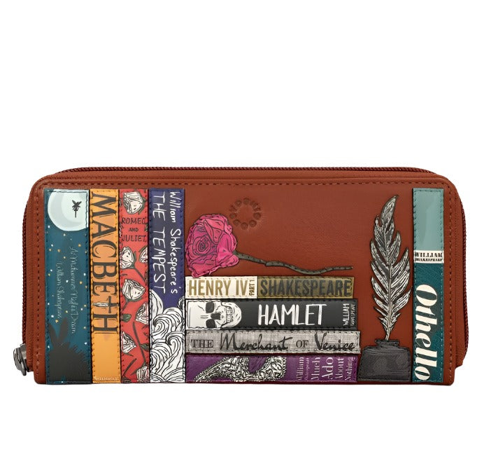 Zip Around Purse Large - Shakespeare Bookworm, Brown