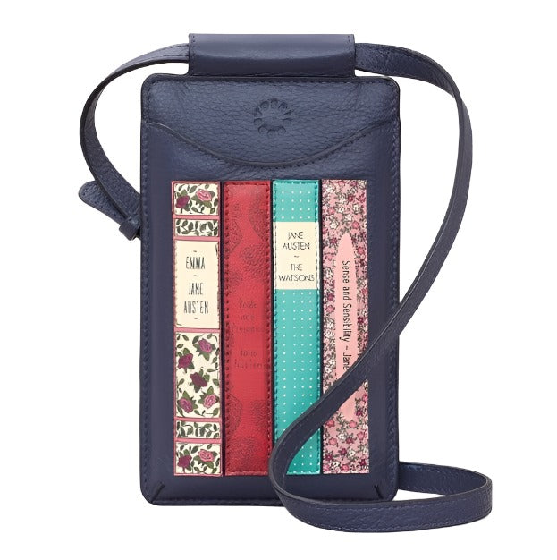 Leather Phone Case - Austen Bookworm, Navy