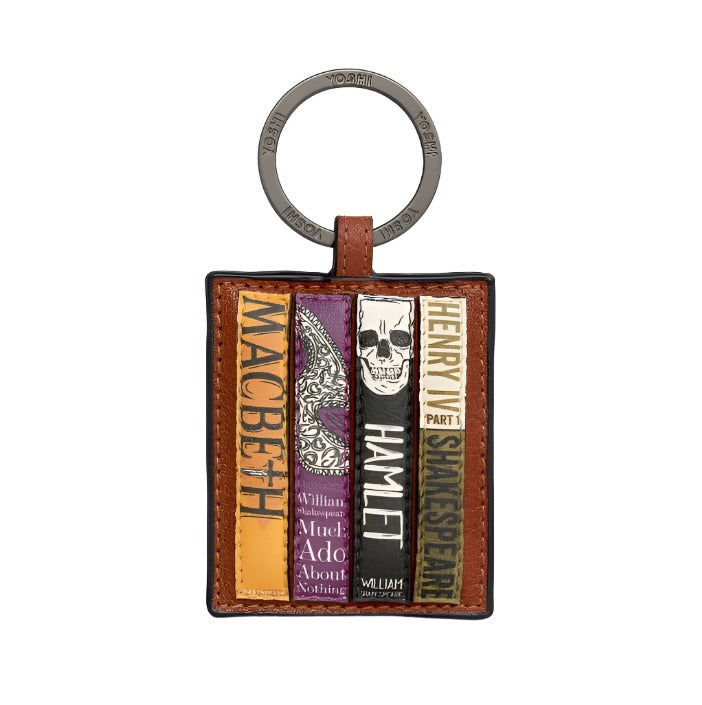 Yoshi Leather Keyring - Shakespeare Bookworm - Brown