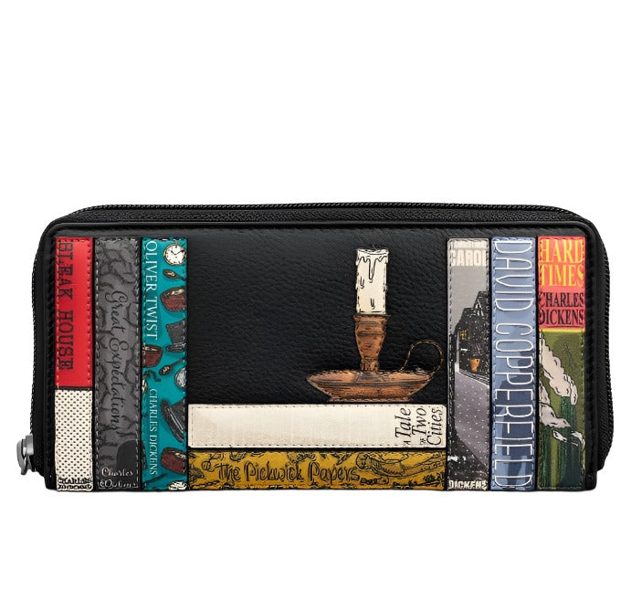 Zip Around Purse Large - Charles Dickens Bookworm, Black