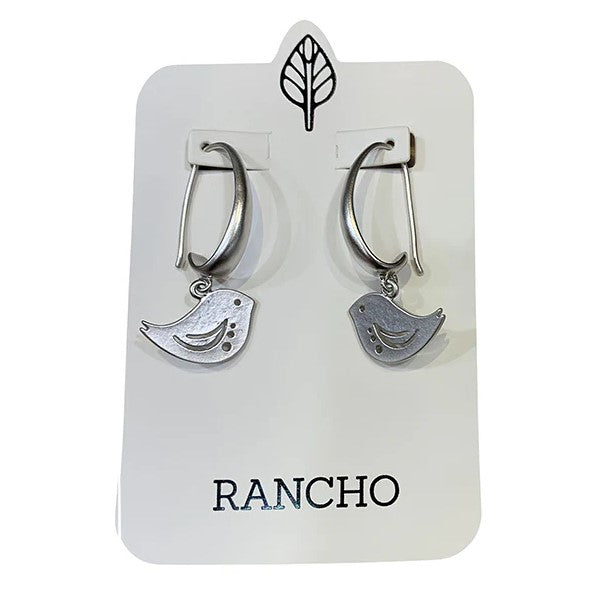 Silver Large Chunky Hook and Bird Earrings