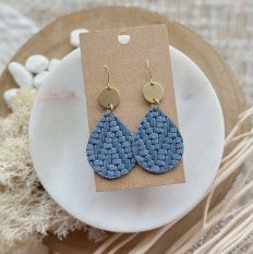 Dew Drop Earrings - Denim Weave