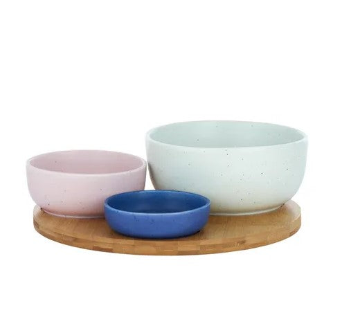 Vida 3 Bowls with Wooden Tray