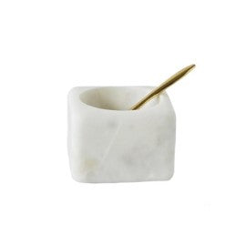 Marble Square Salt Jar with Spoon