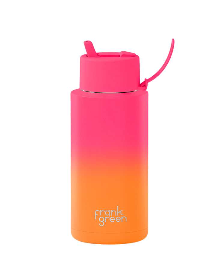 Gradient Ceramic Reusable Bottle with Straw Lid 1L - Summer Sunset