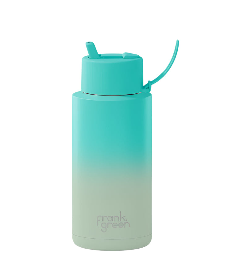 Gradient Ceramic Reusable Bottle with Straw Lid 1L - Bondi Bliss