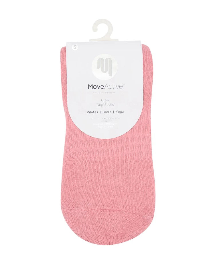 Crew Non Slip Grip Socks - Pilates Club Rose