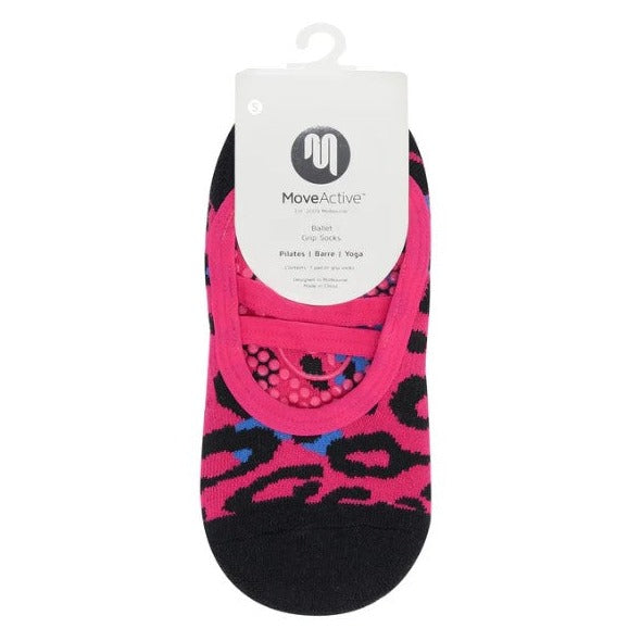 Ballet Grip Socks - Hot Pink & Cobalt Leopard