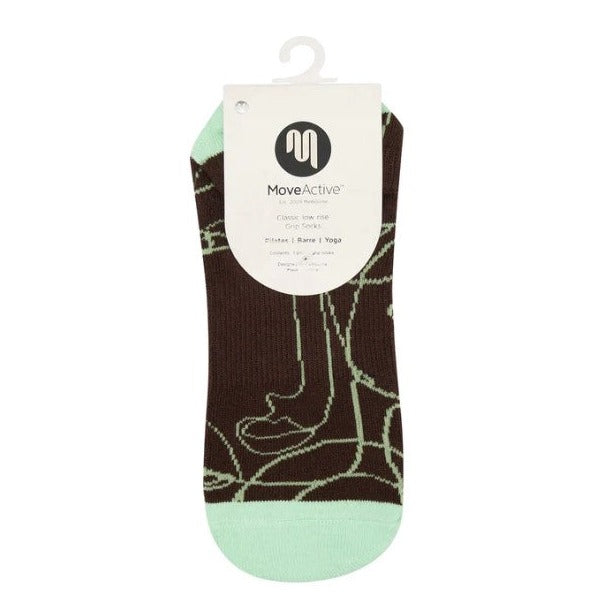 Classic Low Rise Grip Socks - Mocha Abstract