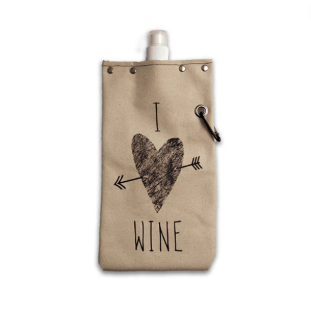 Canvas Flask (750mL) - I Heart Wine