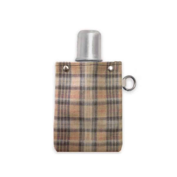 120ml Canvas Flask - Khaki Plaid