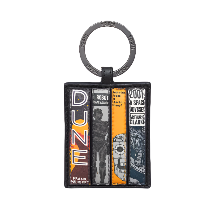 Leather Keyring - Science Fiction Bookworm (Black)