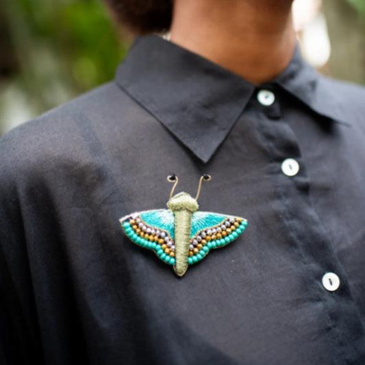 Hand Embroidered Brooch - Butterfly